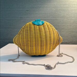 Kate Spade Lemon Crossbody Bag w/ silver strap.